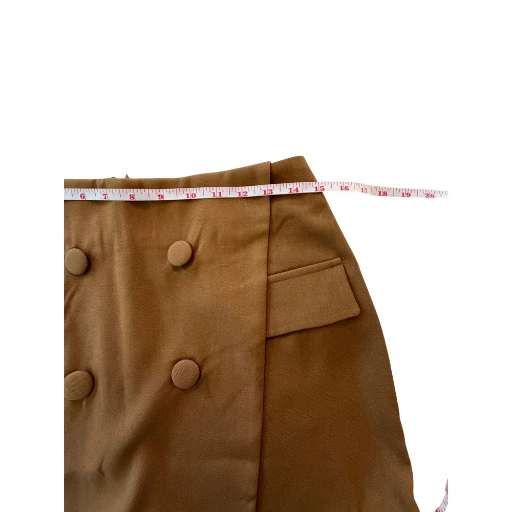 Lulus Camel Brown Double Breasted Wrap Front Skort CMS212034 Womens Medium NWT